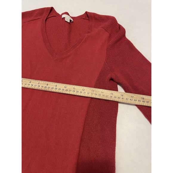 J Jill Size XS Sweater Red Long Sleeve Tunic Length Cotton Blend - Picture 6 of 7